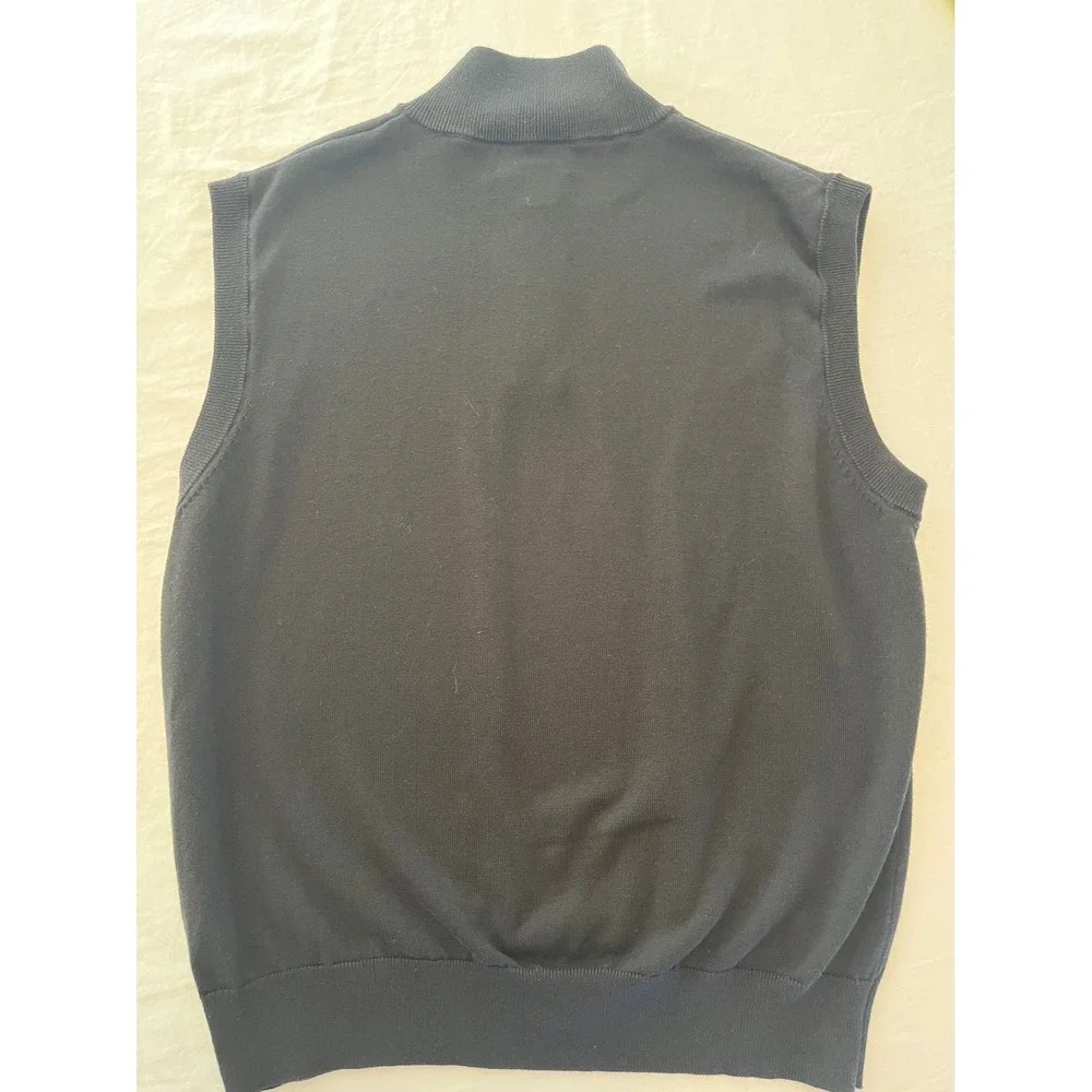 Tour Play Mens Sweater Vest Quarter Zip Sleeveless Knit Mock Neck‎ Black Large